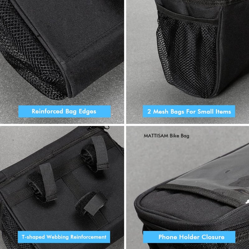 MATTISAM Bike Handlebar Bag - Front Basket with Bike Phone Mount, Bicycle Cooler Pouch Pack for Kids Girls Boys Men Women - Image 5